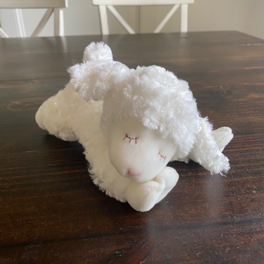 Baby Gund Winky‎ Lamb White Plush Rattle Sleeping Sheep 8 Inch Nursery Toy